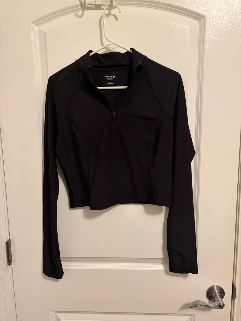 Old Navy Black Cropped Quarter-Zip Hoodie Top